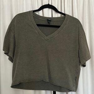 Wild Fable Olive V-Neck Crop Top